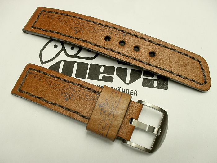 22011 - 22mm Uhrenband "Rindleder hellbraun bedruckt"